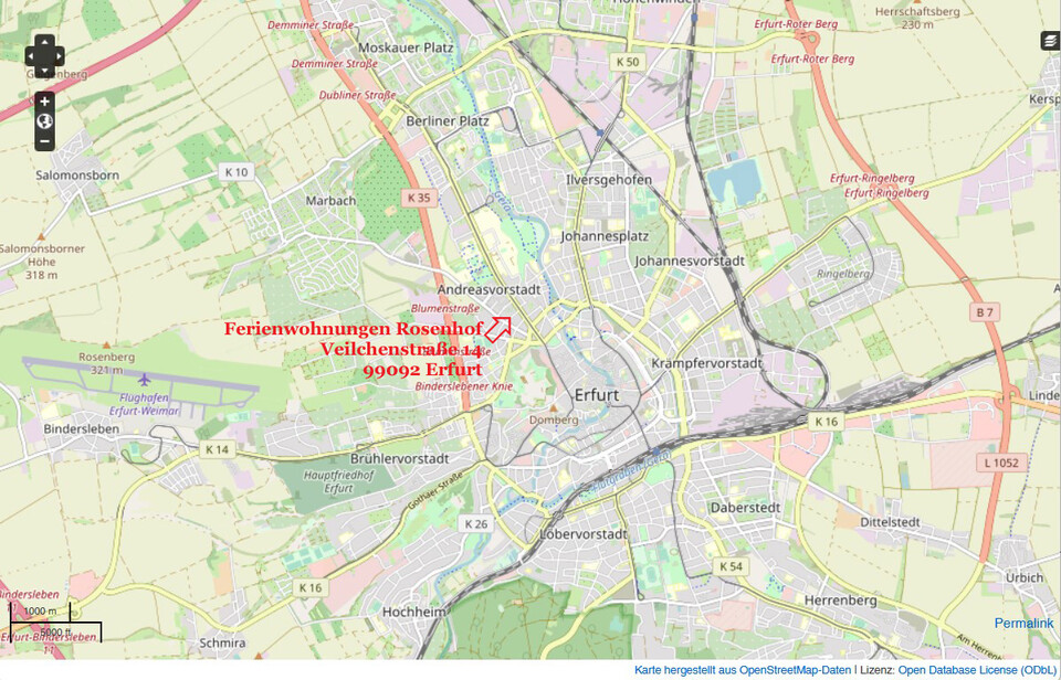 Karte hergestellt aus OpenStreetMap-Daten | Lizenz: Open Database License (ODbL)